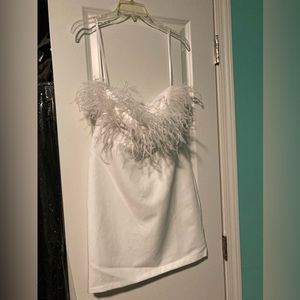 Sam Edelman dress-NWT white feathered mini dress